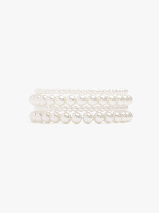Set Of Elastic Bracelets With Pearls