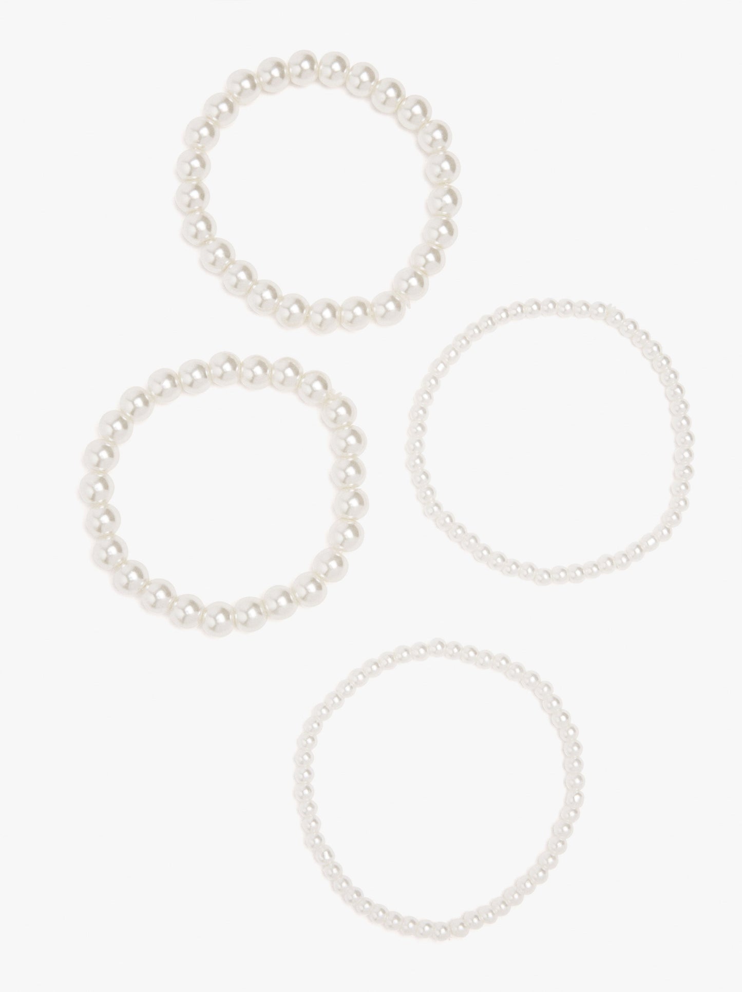 Set Of Elastic Bracelets With Pearls