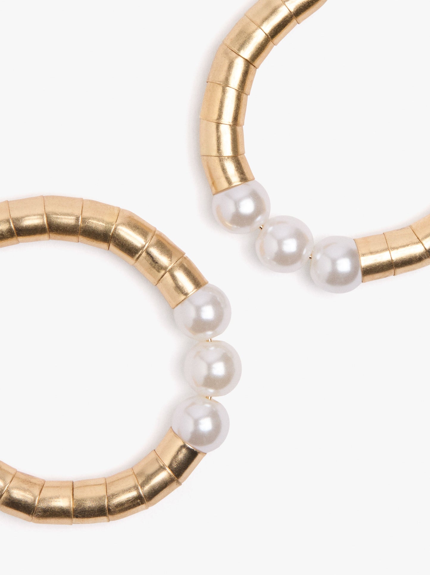 Tubular Hoop Earrings With Pearls