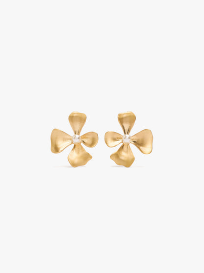 Flower Earrings With Pearl