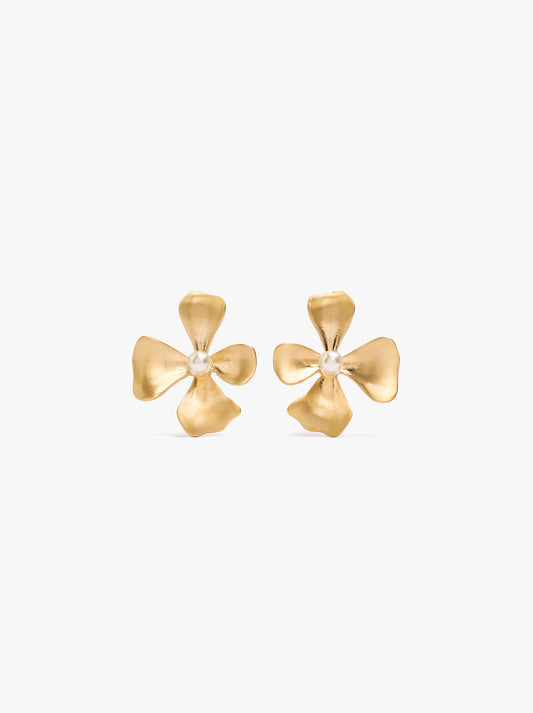 Flower Earrings With Pearl
