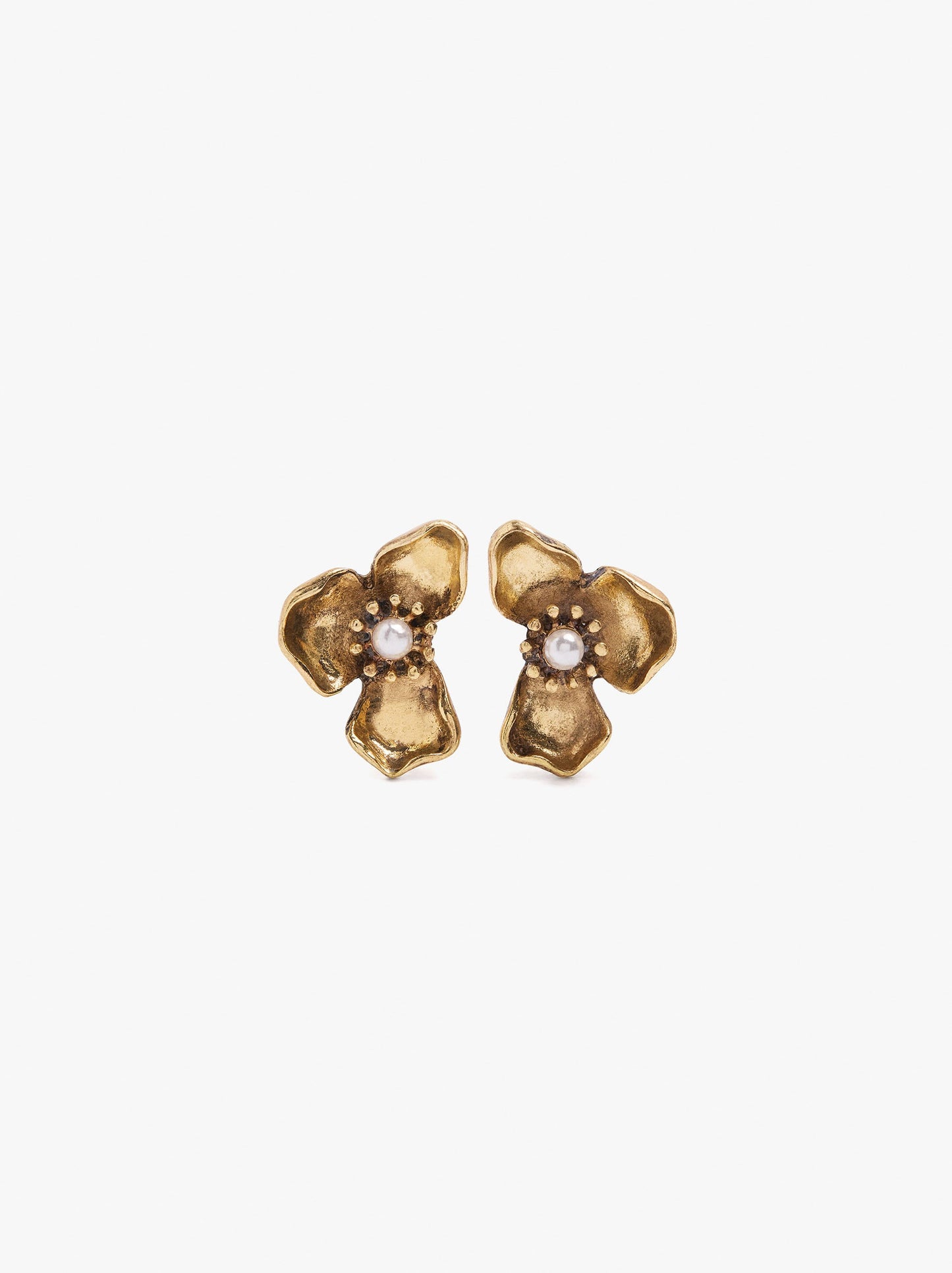 Half-Flower Earrings With Pearl