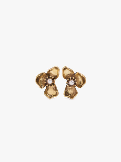 Half-Flower Earrings With Pearl