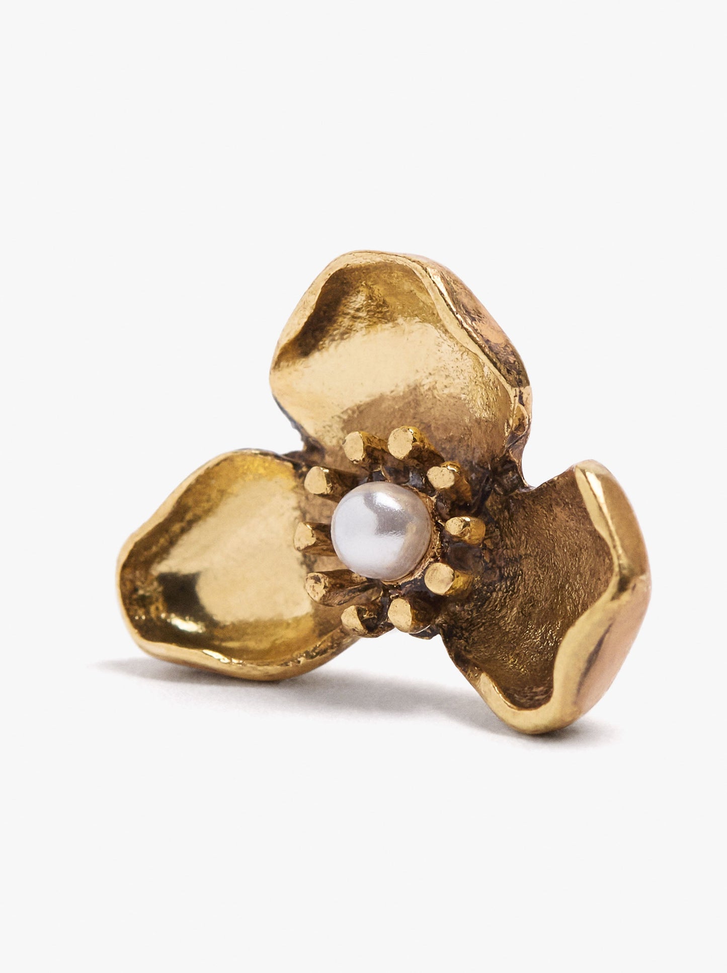 Half-Flower Earrings With Pearl