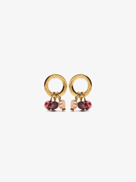 Hoop Earrings With Multicolor Pearls