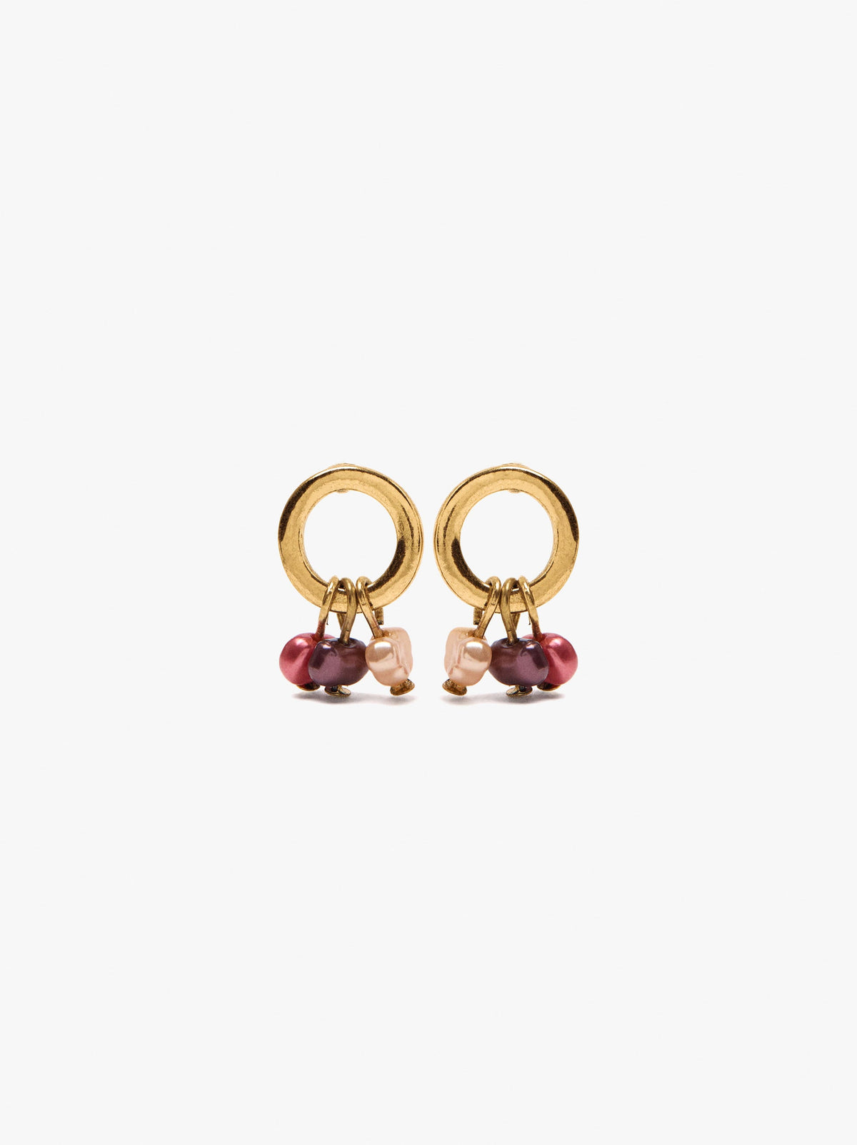 Hoop Earrings With Multicolor Pearls