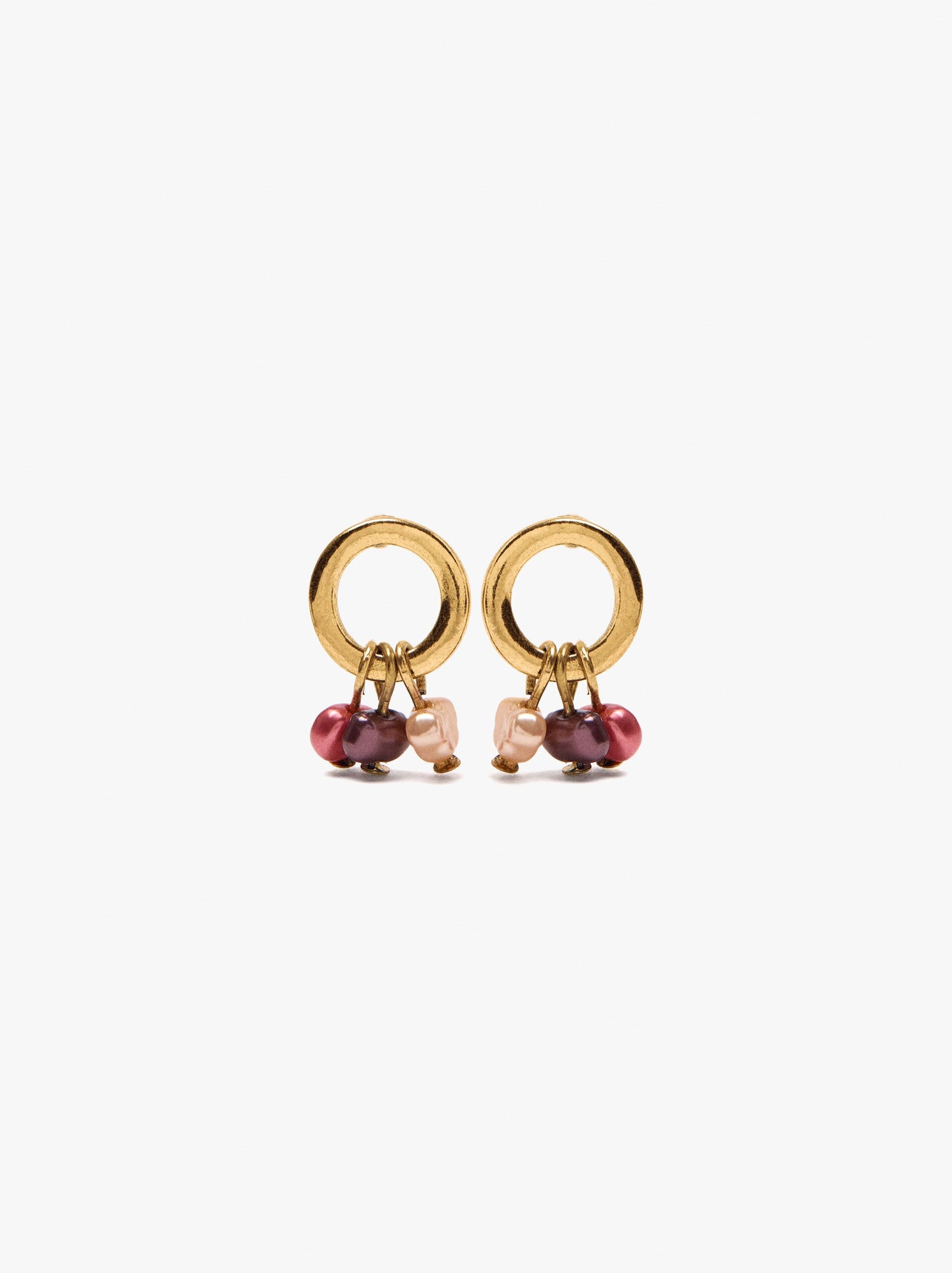 Hoop Earrings With Multicolor Pearls