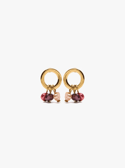 Hoop Earrings With Multicolor Pearls