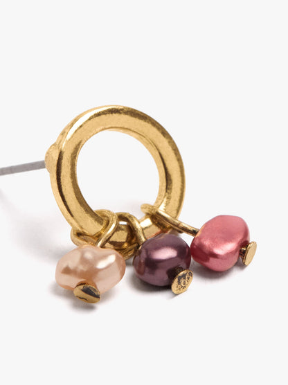 Hoop Earrings With Multicolor Pearls