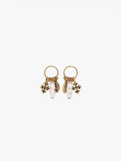 Hoop Earrings With Pearl Pendant