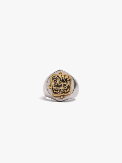 Bicolor Plate Ring With Reliefs