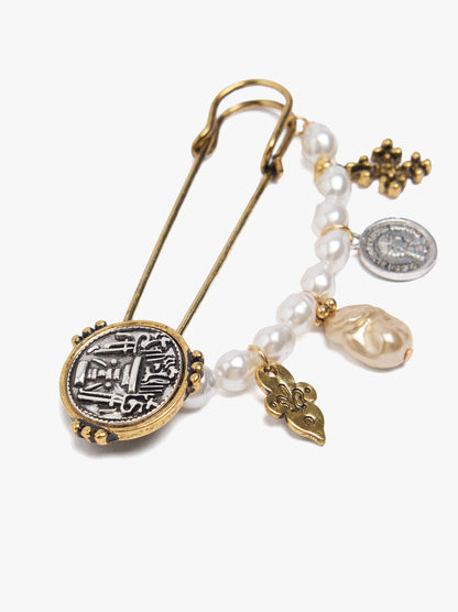 Brooch With Medal And Pearls