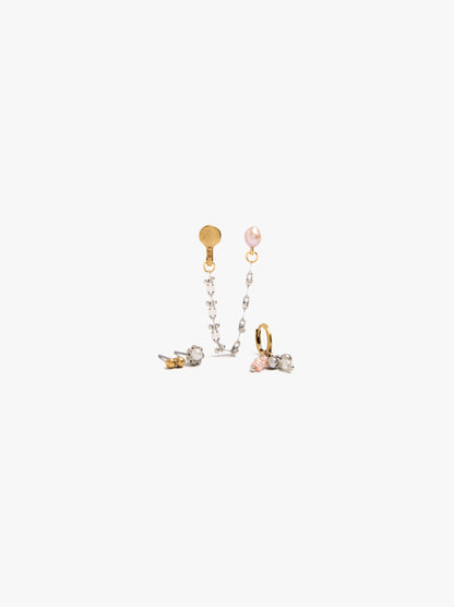 Set Of Pearl And Chain Earrings