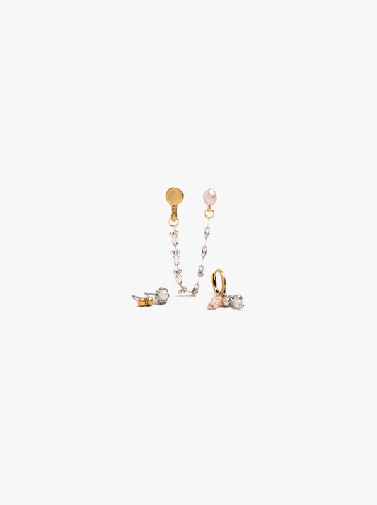 Set Of Pearl And Chain Earrings
