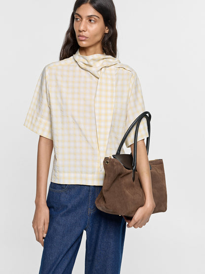 Checked Shirt With Integrated Scarf