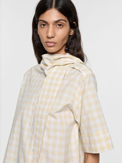 Checked Shirt With Integrated Scarf
