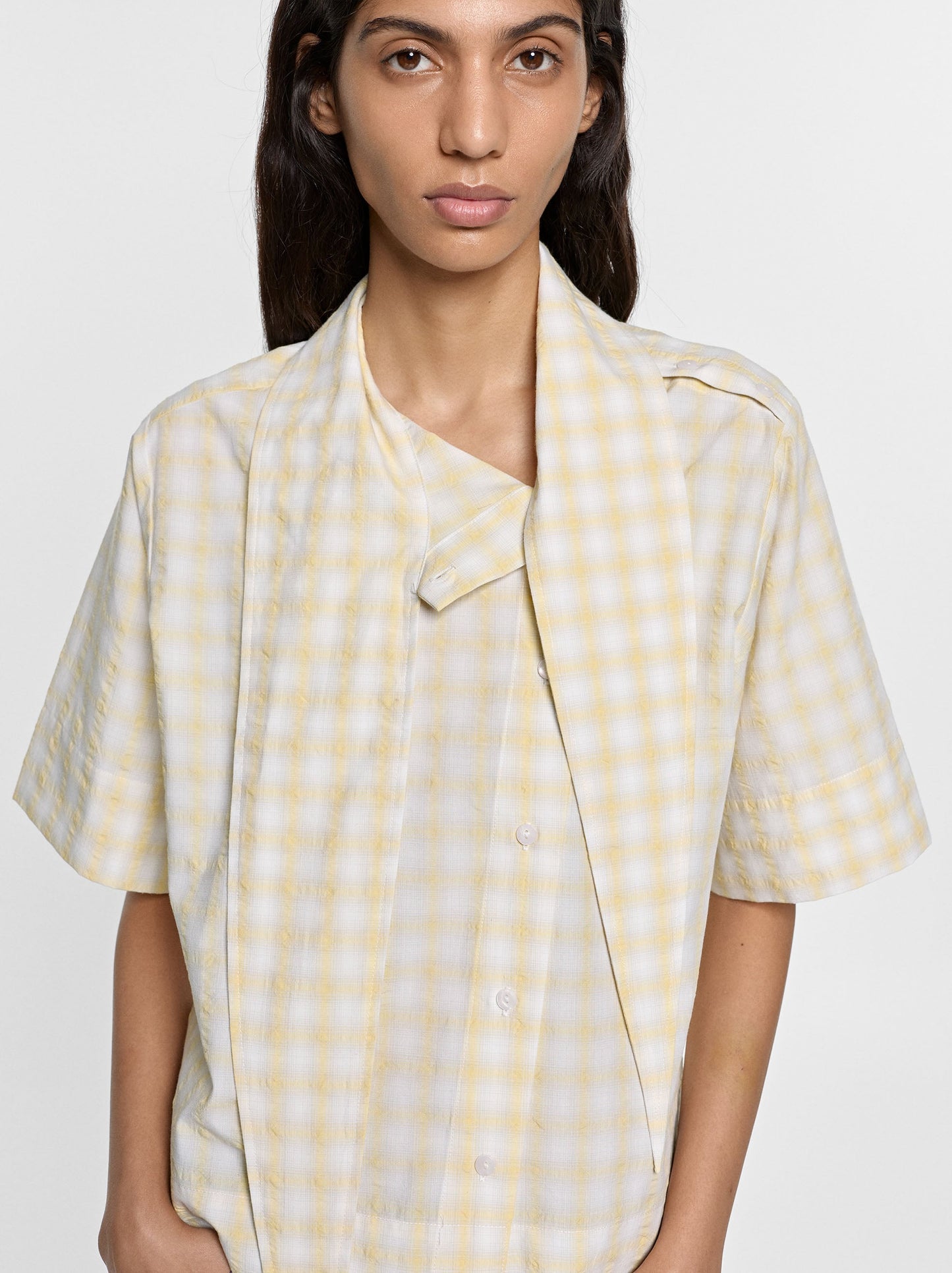 Checked Shirt With Integrated Scarf