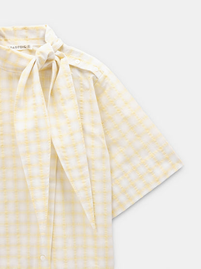 Checked Shirt With Integrated Scarf