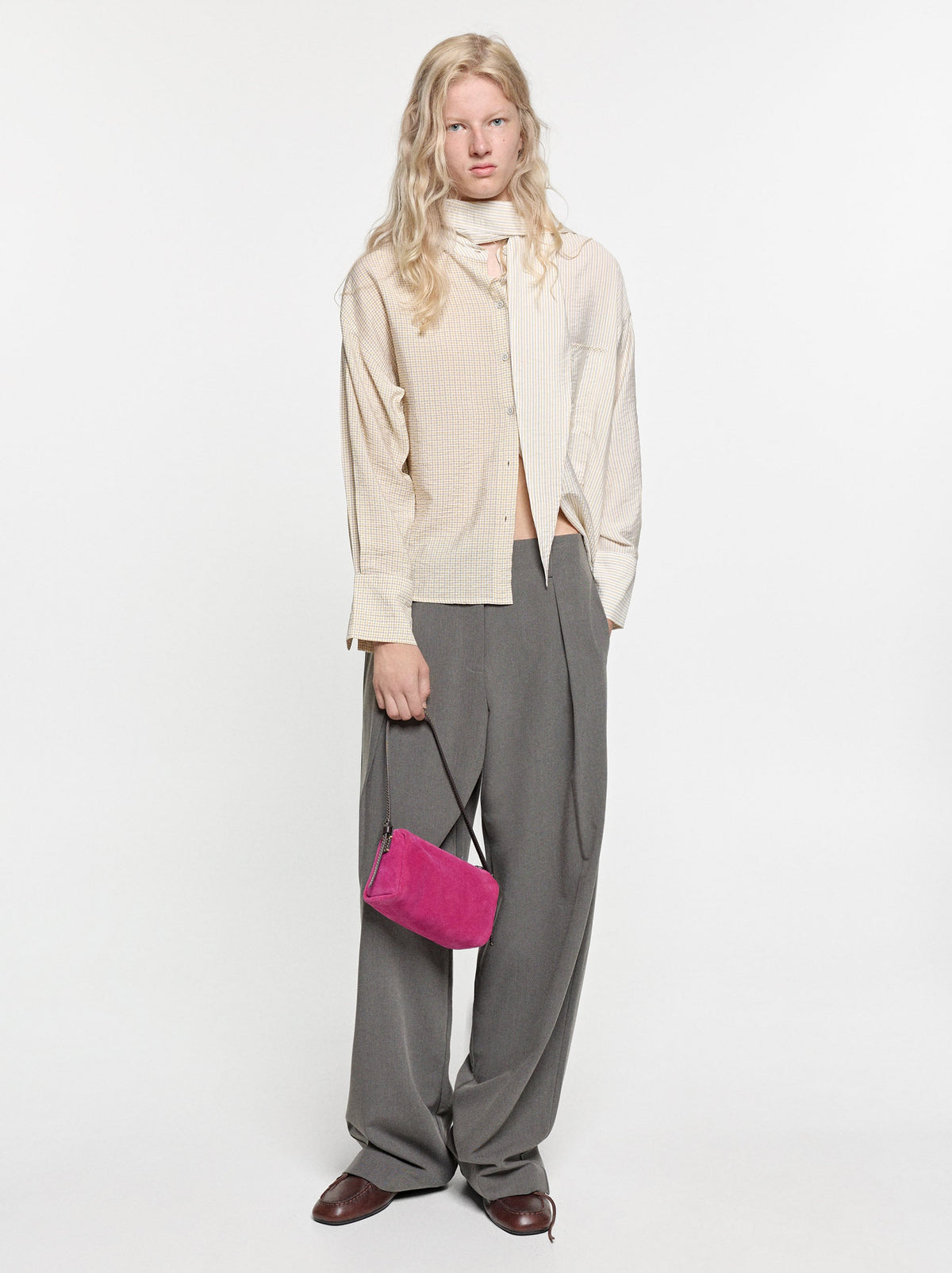 Asymmetric Printed Shirt With Scarf