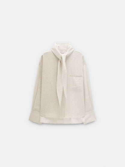 Asymmetric Printed Shirt With Scarf
