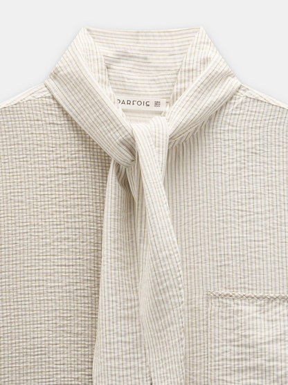 Asymmetric Printed Shirt With Scarf