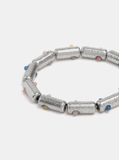 Elastic Bracelet With Bars And Half-Spheres