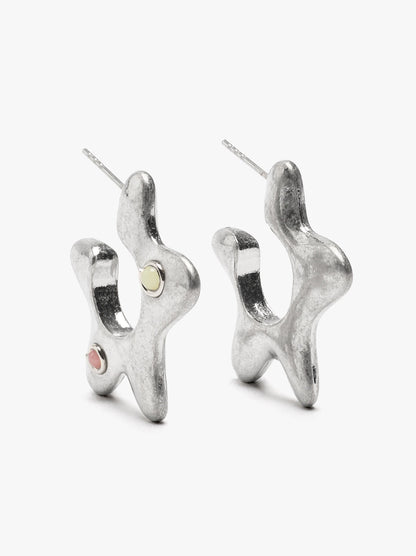 Open Hoop Earrings With Stars