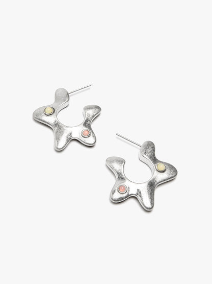 Open Hoop Earrings With Stars