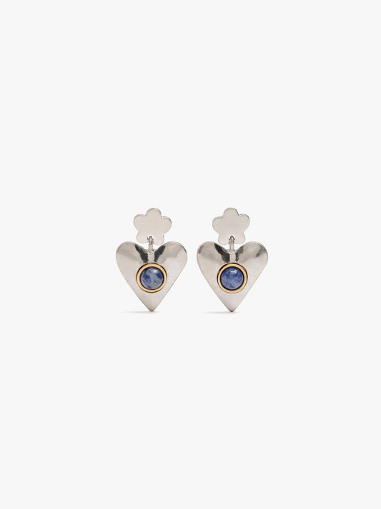 Flower And Heart Earrings With Stone
