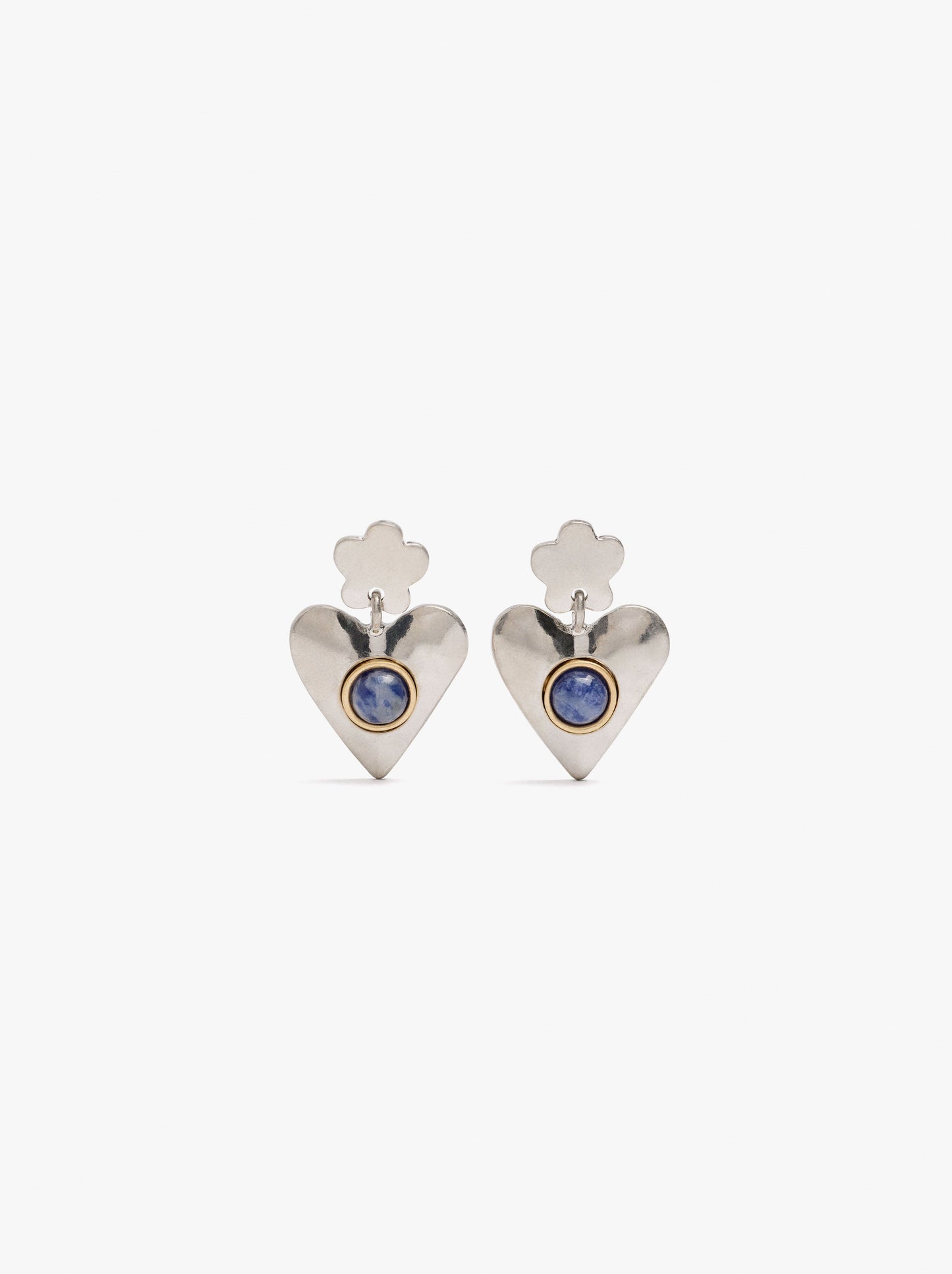 Flower And Heart Earrings With Stone