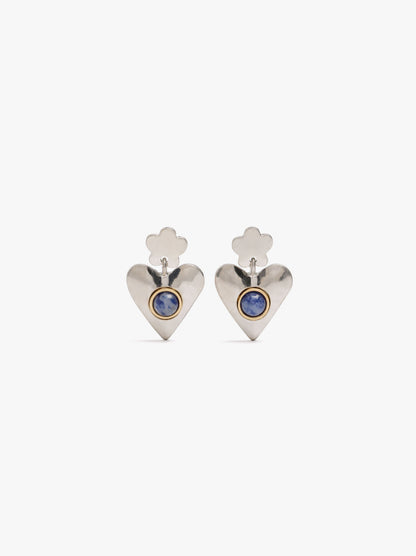 Flower And Heart Earrings With Stone
