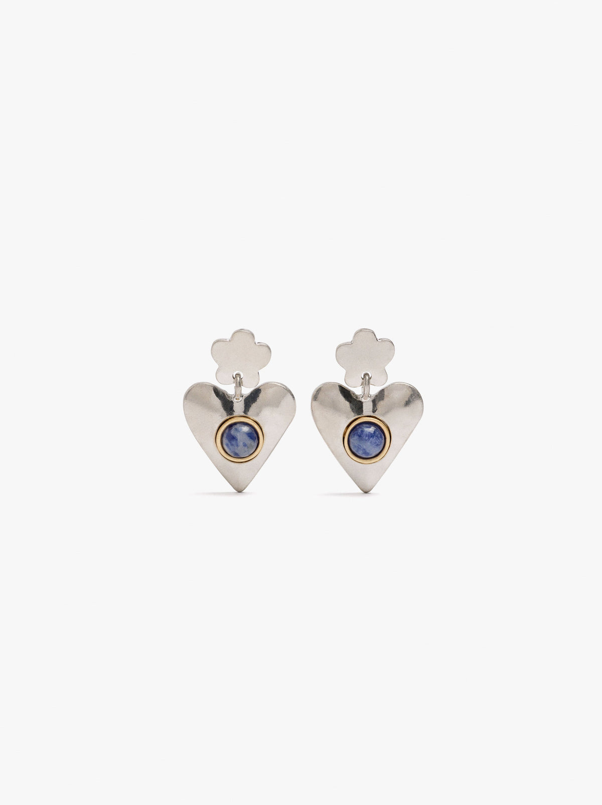 Flower And Heart Earrings With Stone