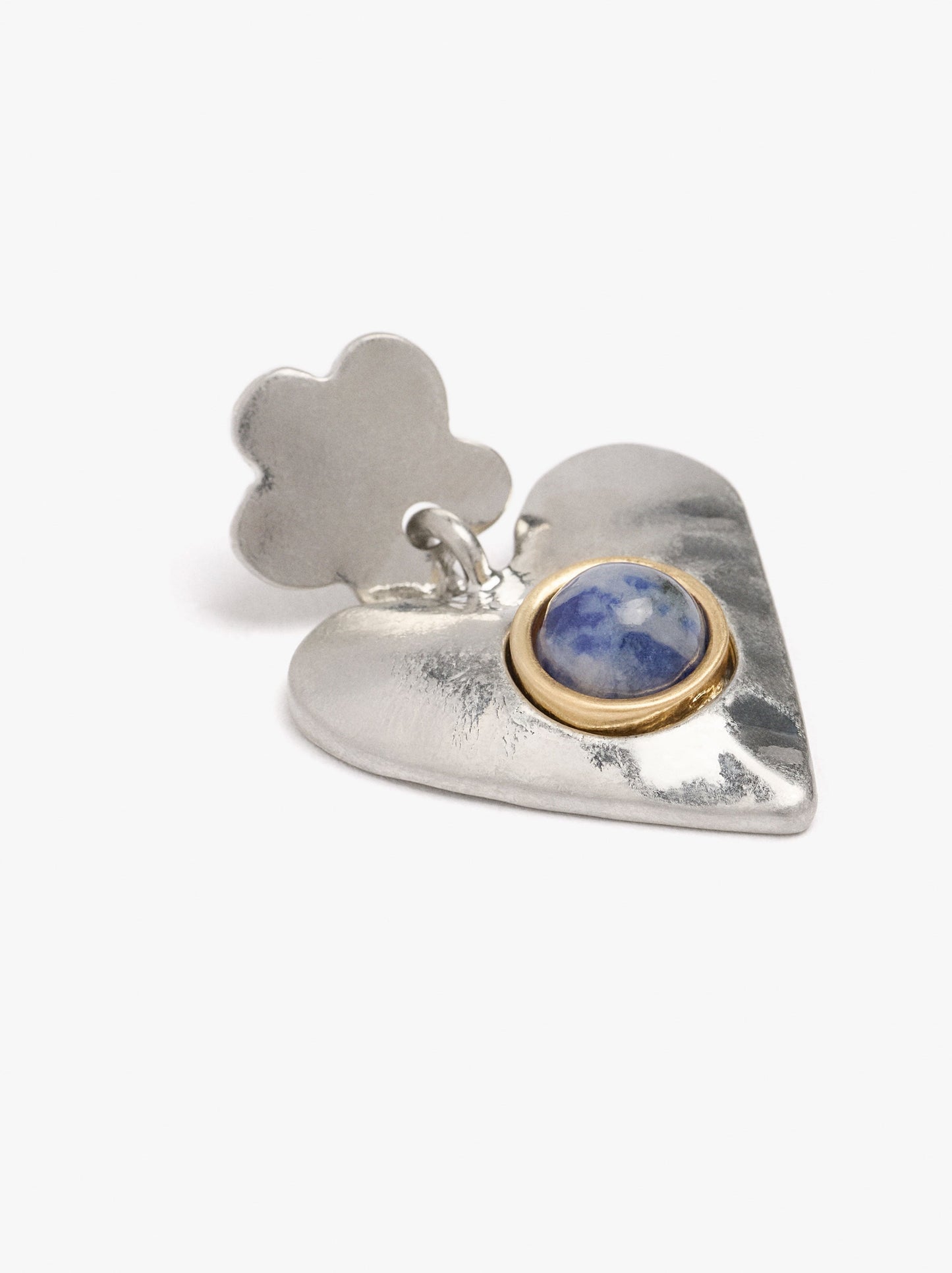Flower And Heart Earrings With Stone