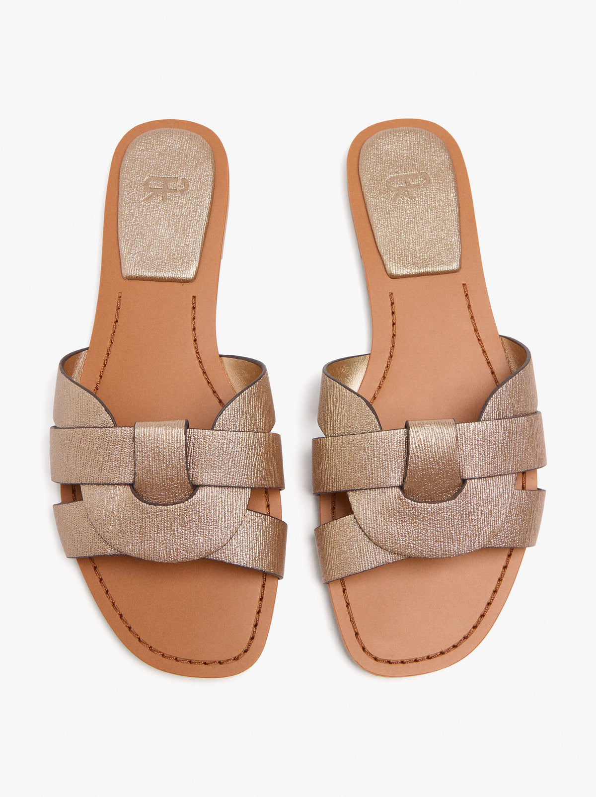Metallic Crossover Flat Sandals