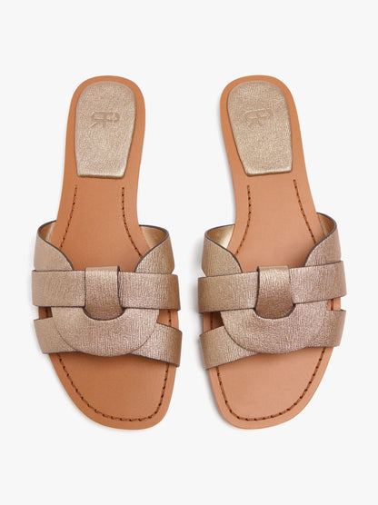 Metallic Crossover Flat Sandals