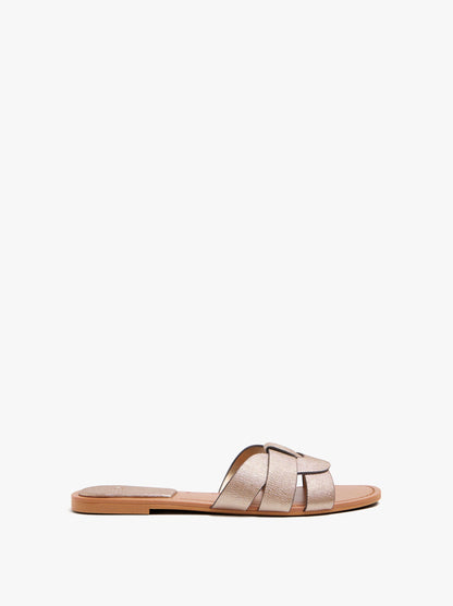 Metallic Crossover Flat Sandals