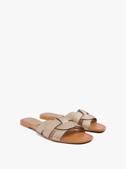 Metallic Crossover Flat Sandals
