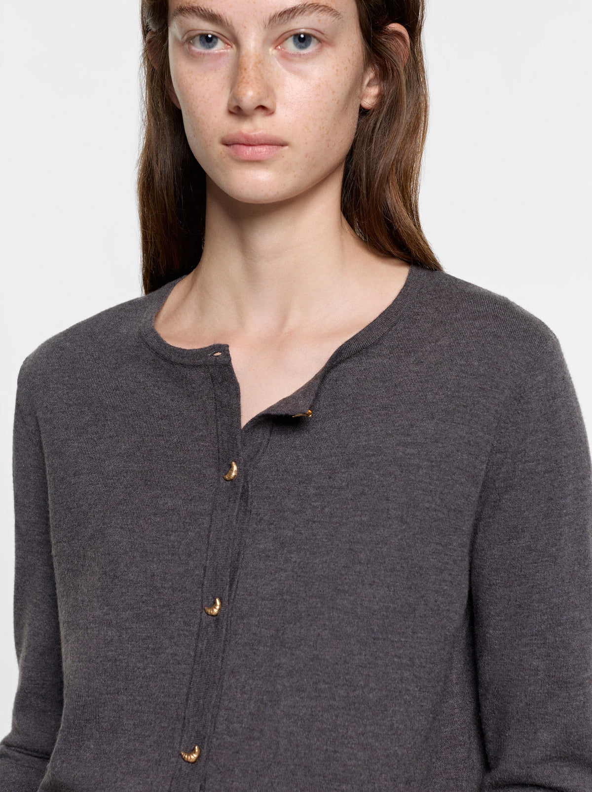 Knit Cardigan With Half-Moon Buttons
