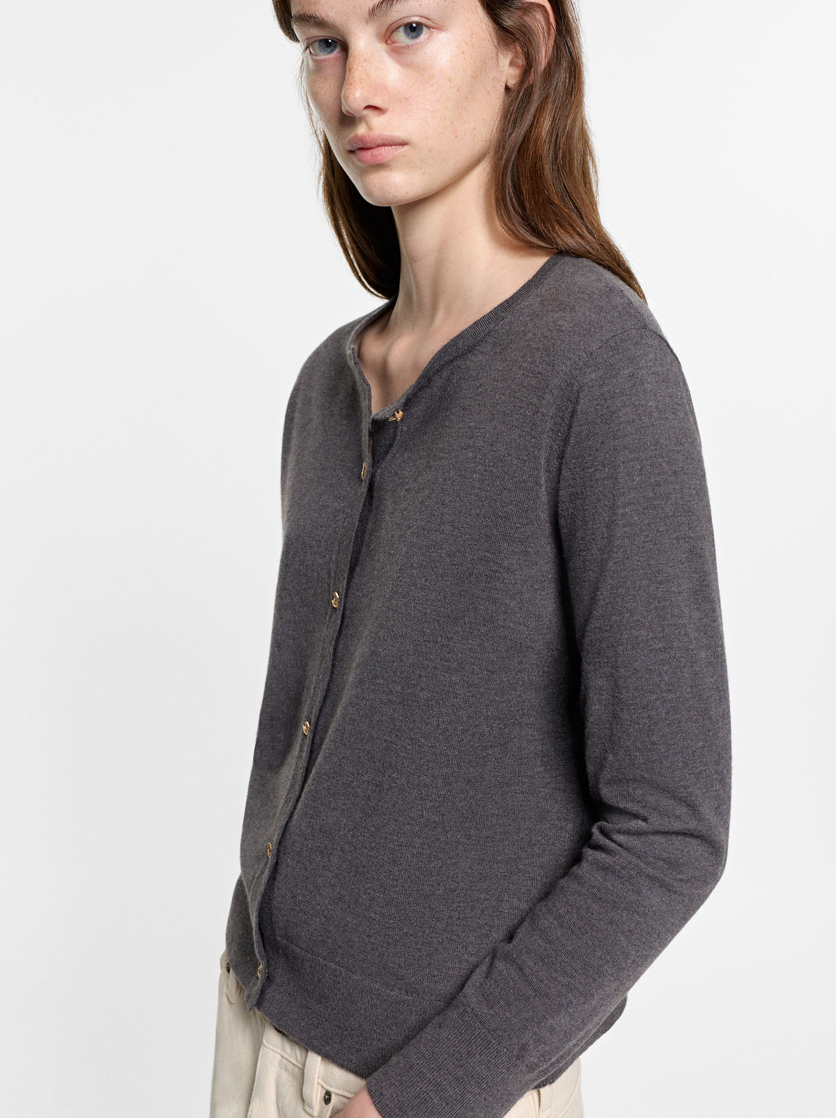 Knit Cardigan With Half-Moon Buttons