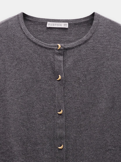 Knit Cardigan With Half-Moon Buttons