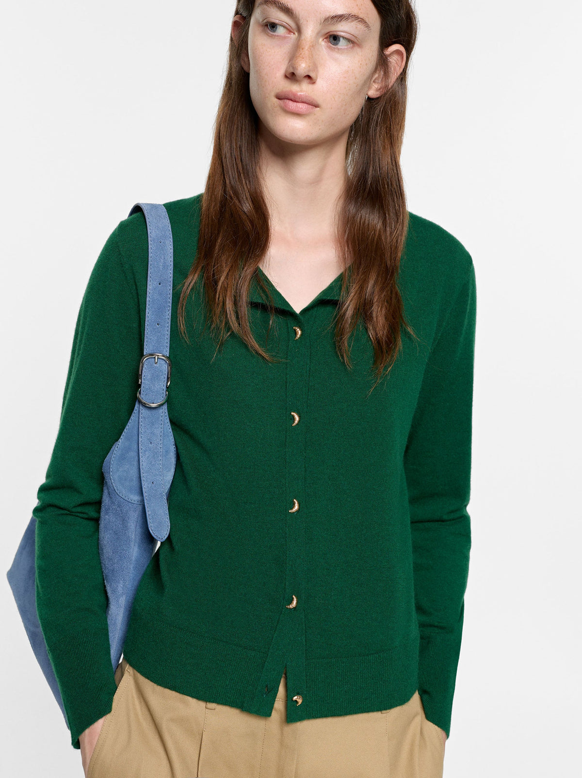 Knit Cardigan With Half-Moon Buttons
