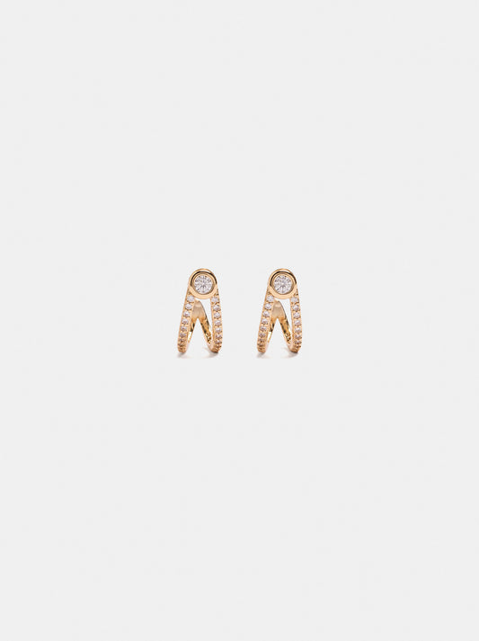 Double Hoop Earrings With Cubic Zirconia