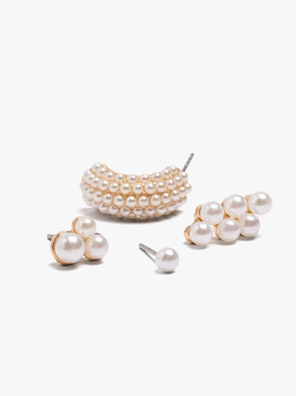 Set Of Pearl-Effect Earrings