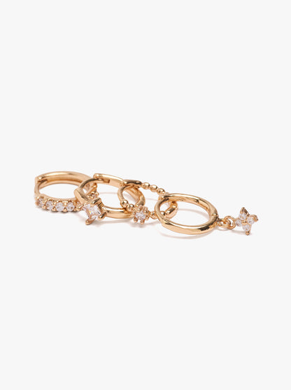 Set Of Hoop Earrings With Cubic Zirconia