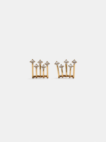Multi-Hoop Effect Earrings With Crystals