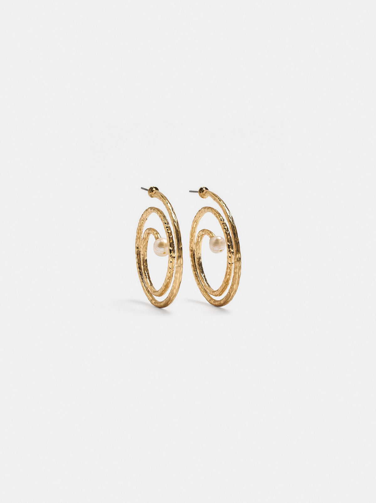Spiral Earrings With Freshwater Pearl