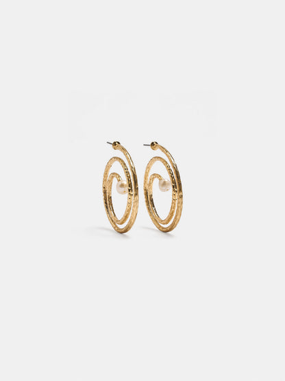 Spiral Earrings With Freshwater Pearl