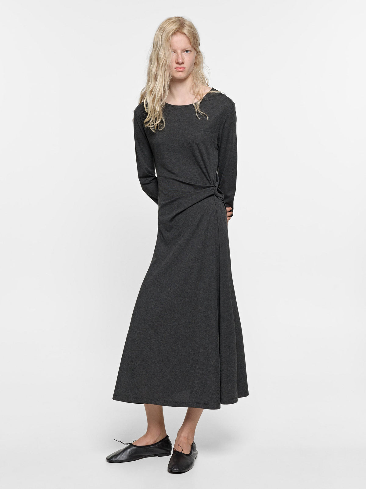 Midi Dress With Side Ruching