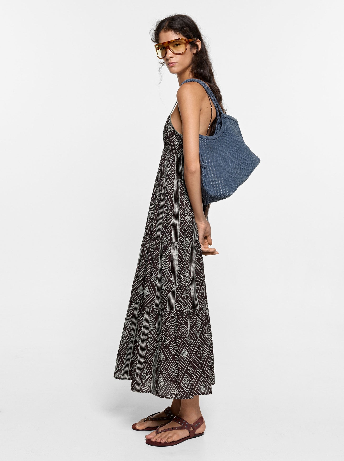 100% Cotton Printed Dress With Straps