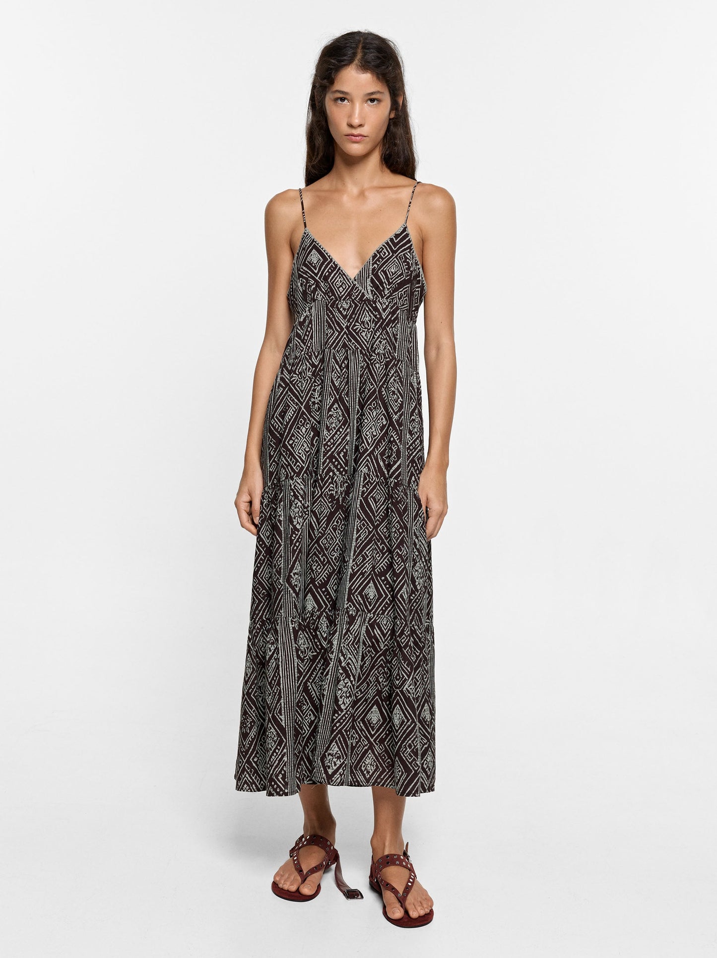 100% Cotton Printed Dress With Straps